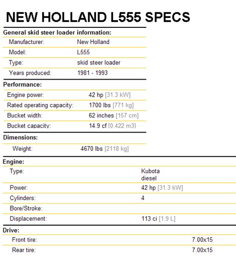 new holland l555 skid steer specs|new holland l555 problems.